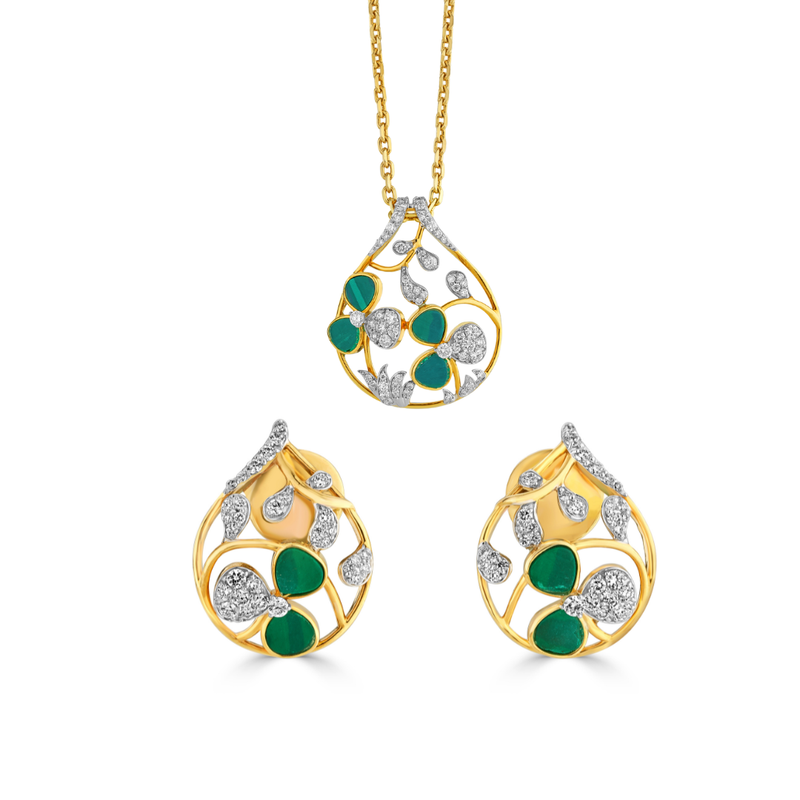 The Aranya Malachite and Diamond Floral Set
