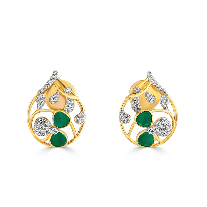 The Aranya Malachite & Diamond Floral Earrings