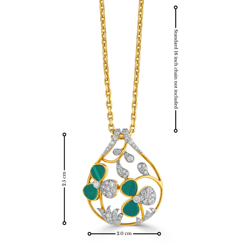 The Aranya Malachite & Diamond Floral Pendant