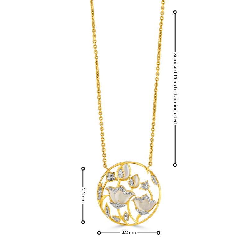 The Aranya Mother of Pearl and Diamond Floral Necklace