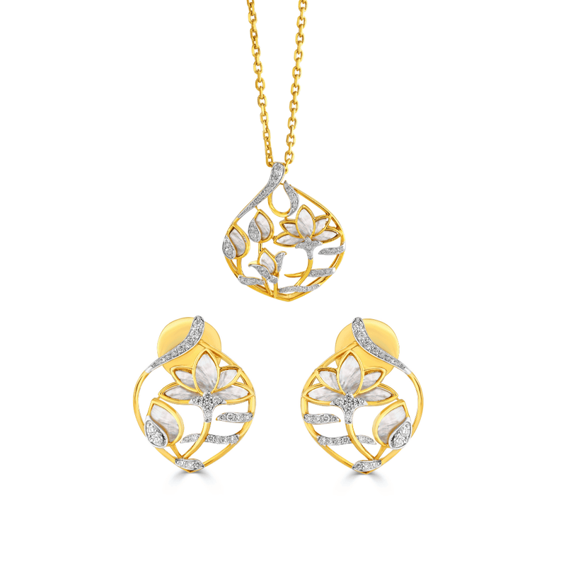 The Aranya Diamond and Mother of Pearl Lotus Set