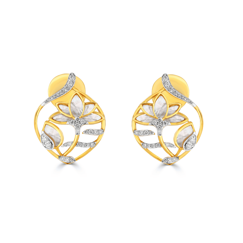 The Aranya Diamond and Mother of Pearl Lotus Earrings