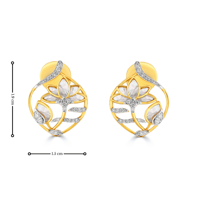 The Aranya Diamond and Mother of Pearl Lotus Earrings