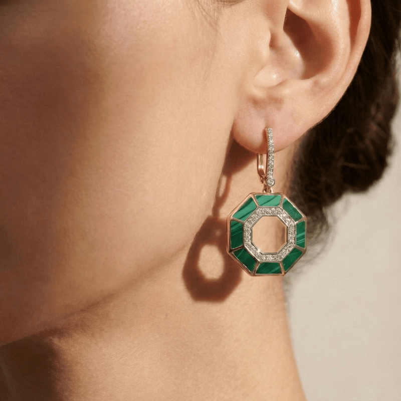 The Eternal Signature Malachite and Diamond Earrings