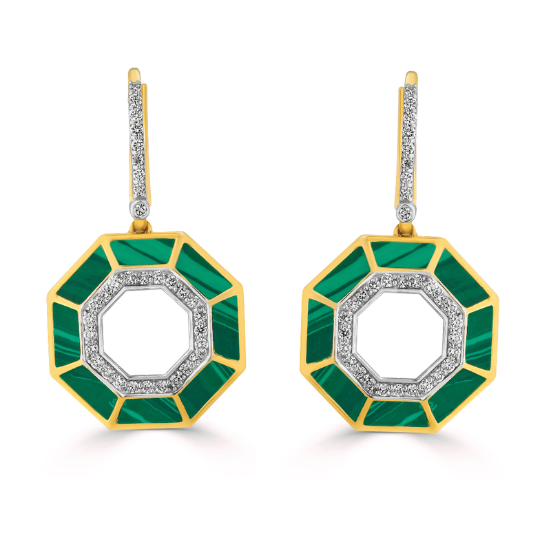 The Eternal Signature Malachite and Diamond Earrings
