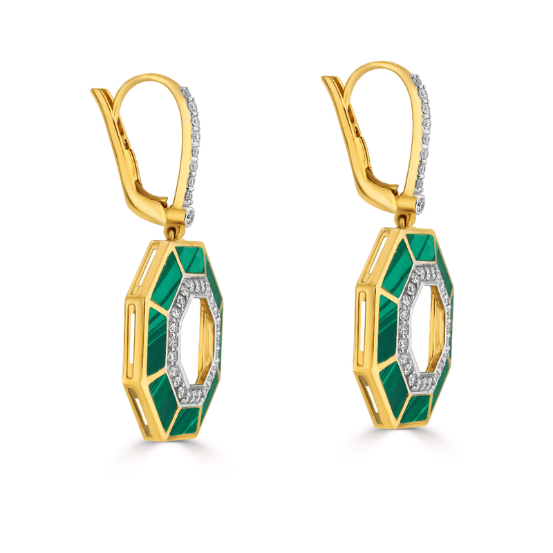 The Eternal Signature Malachite and Diamond Earrings